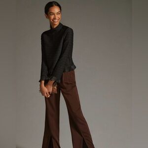 Anthropologie Blue Tassel Ruffled Turtleneck Pullover size Medium NWOT